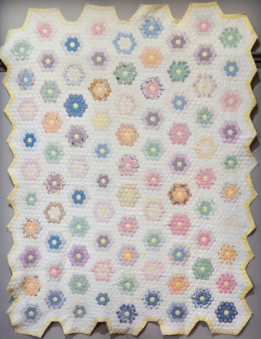 "Grandmother's Flower Garden" by a quilt by Edna (Kat Bowser's Grandmother)